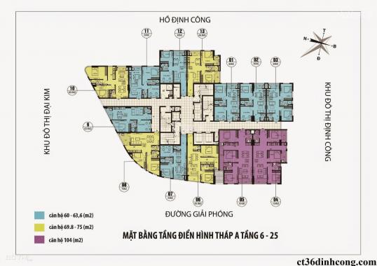 Gấp bán rẻ CC CT36 Định Công, tầng 1802 - 54m2 tòa A, 1910 - 100m2 tòa B (24 tr/m2). 0389193082