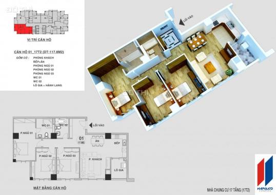 Bán căn hộ 3PN, 2WC, diện tích 117.8 m2, tòa 17 T2 Hapulico Complex cùng Subhomes