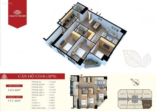 Bán căn hộ 3PN, 2WC, diện tích 112 m2 - bán căn hộ Vinata Tower cùng Subhomes
