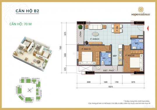 Chính chủ bán căn hộ 70m2 Hope Residence nguyên bản 1.8 tỷ Có sổ Mr Tùng 0972109839