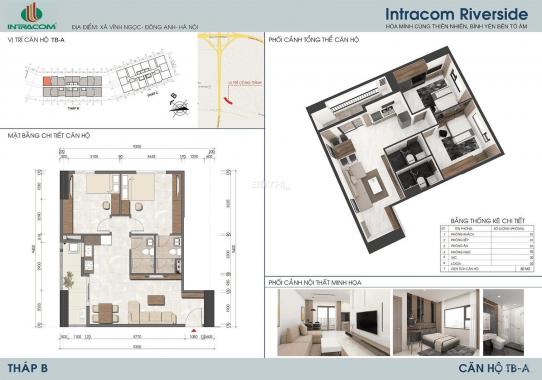 Bán căn hộ chung cư tại dự án Intracom Riverside, Đông Anh, Hà Nội diện tích 66m2, 1,4 tỷ