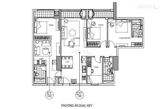 Căn hộ 2 cửa Dualkey 3PN + 1 studio giá 28 tr/m2 đóng 50% nhận nhà chung cư Goldmark City
