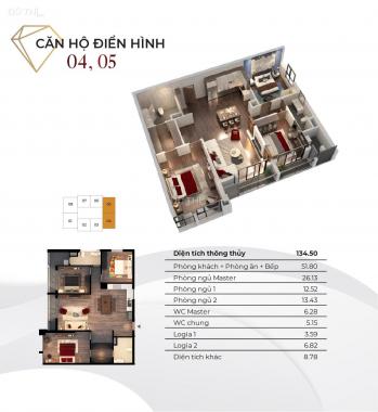 Chung cư Goldmark City căn 135m2 tòa Diamond tầng cao penhouse view núi Ba Vì suất ngoại giao