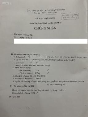 Bán nhà riêng, 80m2 Tam Bình, Thủ Đức, đường xe hơi giá chỉ 4.5 tỷ