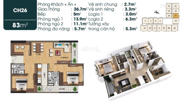 Căn hộ DT: 86m2, 3PN, dự án TSG Lotus, Sài Đồng, giá chỉ: 2,23 tỷ, tặng ngay 1 cây vàng