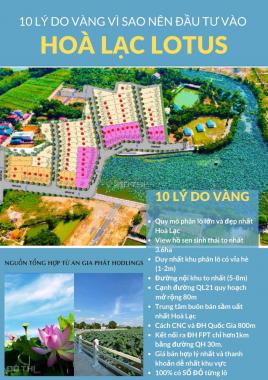 Chính chủ bán lô góc view Hồ Sen Hoà Lạc, full thổ cư, sẵn sổ đỏ, cơ hội đầu tư tốt, LH: 0962830896