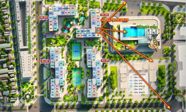 Căn hộ 2PN 66.5m2 view thoáng bể bơi mái kính vốn chỉ 550tr nhận nhà, miễn lãi 4.2023 The Zen Park