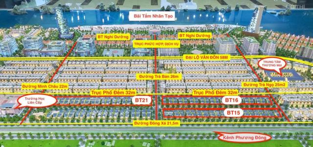 Suất ngoại giao đất biệt thự biển Phương Đông Vân Đồn lô góc 392m2, hướng Đông Nam, kênh điều hòa