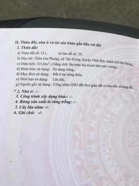 Bán đất Tân Hưng - Vĩnh Bảo - HP. Giá chỉ 390 triệu/lô, sổ đỏ đất ở 100%