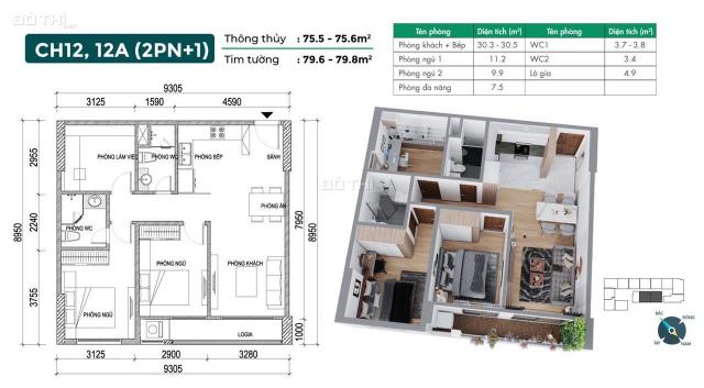 Bán căn 2PN + 1 trung tâm KĐT Việt Hưng giá 2 tỷ. Chiết khấu 3,5%, miễn lãi 18 tháng