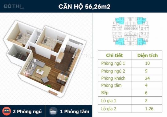 Cần bán căn hộ B-1205 (56.26m2) chung cư Osaka Complex - Đã có sổ hồng.