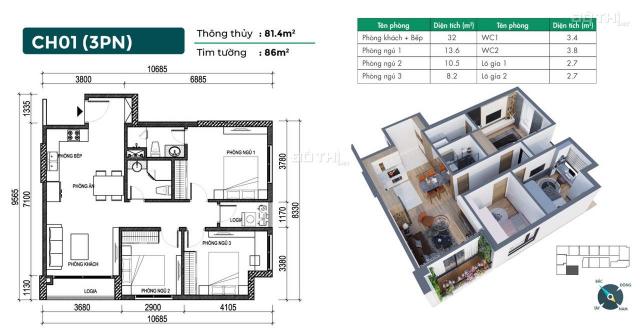 Bán căn 3 ngủ 81m2 ban công Tây Nam giá 2,4 tỷ trung tâm KĐT Việt Hưng, chiết khấu 3,5%, lãi 0%