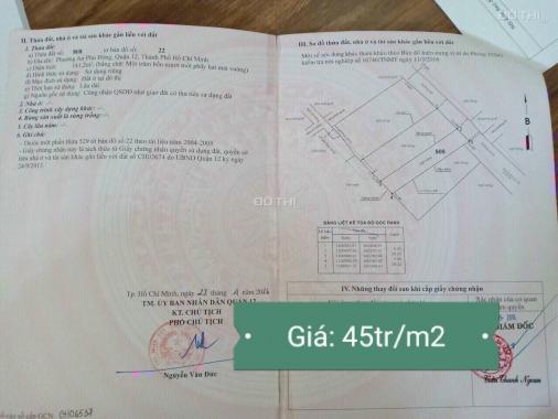 Lô đất hiếm đây ạ! Chỉ có 45tr/m2 sở hữu ngay lô đất 1 sẹc Nguyễn Thị Nhuần, An Phú Đông 9, Q12