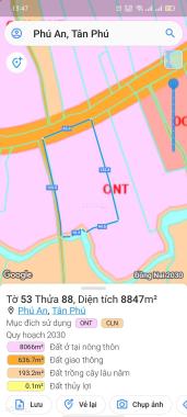 Bán 8827 m2 đất (có thổ cư), hai mặt tiền 600A, Tân Phú Đồng Nai