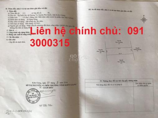 Bán đất tại xã Dương Tơ, Phú Quốc, Kiên Giang diện tích 142,2m2