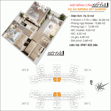 Cần bán nhanh căn tòa A 2PN tầng cao tháng mát, full nội thất vào ở ngay, giá 3.x tỷ thương lượng