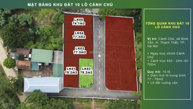 Bán lô đất 78.2m2 lô góc 2 mặt tiền cực đẹp thuộc Cánh Chủ, Bình Yên, giá hơn 1 tỷ