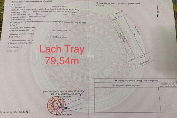 Bán đất tại phố Lạch Tray, Phường Đằng Giang, Ngô Quyền, Hải Phòng diện tích 79.54m2 giá 5.17 tỷ