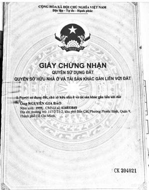 Bán đất tại đường Nguyễn Thị Tư, Phường Phú Hữu, Quận 9, Hồ Chí Minh diện tích 52.4m2 giá 2.89 tỷ
