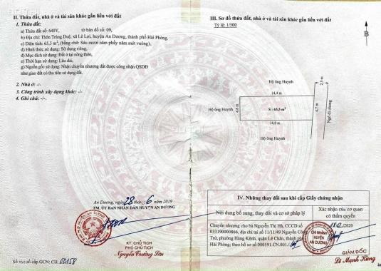 Bán 65m2 tại Tràng Duệ, Lê Lợi gần khu công nghiệp LG