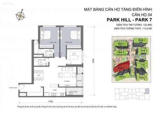 Bán căn hộ 3 ngủ góc 112m2 Park Hill - Times City đầy đủ đồ cơ bản giá 7,2 tỷ