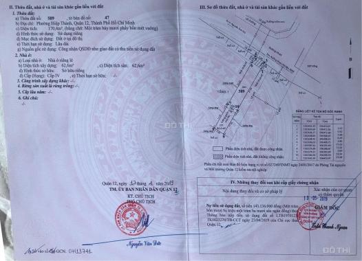 Chính chủ kí gửi lô nhà đất có nhà cấp 4 P. Hiệp Thành, Q. 12, TP. Hồ Chí Minh