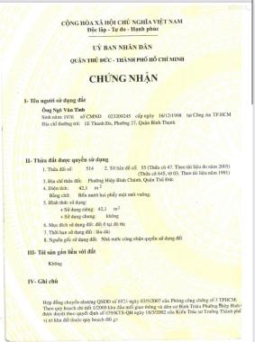 Bán nhà riêng tại đường 48, Phường Hiệp Bình Chánh, Thủ Đức HCM diện tích 42.1m2 giá 3.05 tỷ