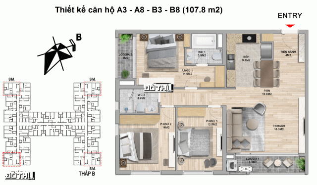 The Zei, chỉ 5.8 tỷ sở hữu căn góc 3PN 106.9m2