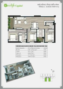 Bán CHCC Ecolife Capital 58 Tố Hữu 103m2, 3PN, full nội thất, 4.15 tỷ