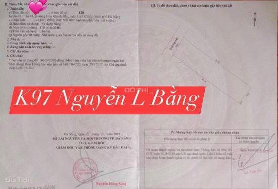 Bán 187m2 đất kiệt 97 Nguyễn Lương Bằng - đối diện đại học Bách Khoa