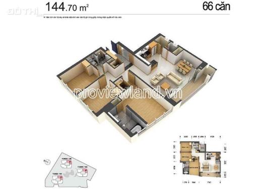 Cho thuê căn hộ Xi Riverview Palace, 3 phòng ngủ, 145m2, tầng cao view sông