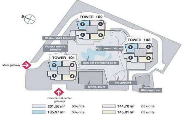 Cho thuê căn hộ tầng cao tháp 103, diện tích 144m2 Xi Riverview Place