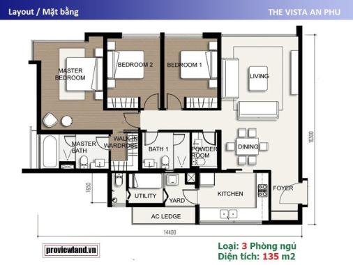 The Vista An Phú cho thuê căn hộ tầng thấp tháp T5, căn góc có diện tích 135 m2