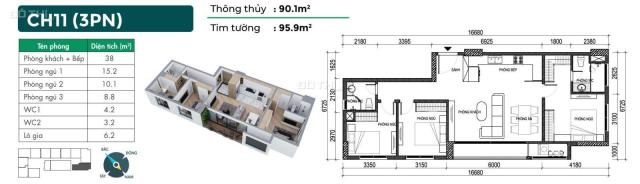 Chỉ 3.4 tỷ/ căn góc 90m2 tầng cao view hồ dự án Phương Đông Green Home, nhận nhà ngay LH 0909860283