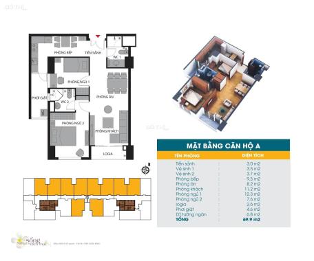 Bán căn hộ 2 P.Ngủ Chung Cư 789 ngay sát Ngoại Giao Đoàn, 70m2 Full đồ giá nhỉnh 3 tỷ