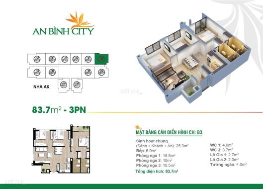 Anh trai chuyển vào Nam cần bán gấp căn 3 ngủ, DT 83m2 CC An Bình, giá tốt, sẵn sổ