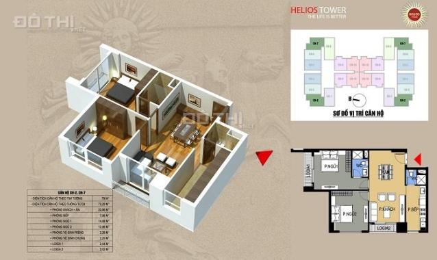 Gấp! Bán Căn Hộ Góc 73m2 trục 07 giá 3.x tỉ tại chung cư Helios 75 Tam Trinh. LH: 0975.997.166