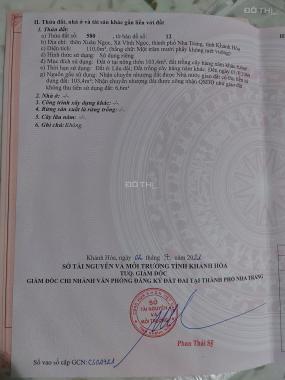 BÁN LÔ ĐẤT ĐẸP CÓ 1-0-2 GIÁ RẺ TẠI HÒN NGHÊ, VĨNH NGỌC, NHA TRANG