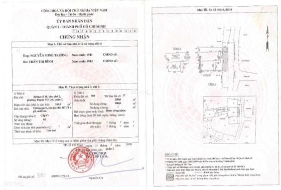 Bán nhà mặt đường số 18 gần chợ phường Thạnh Mỹ Lợi Q.2 (200m2) 17 tỷ Lh. 0918 481 296