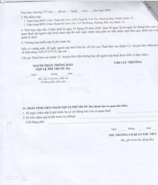 CẦN BÁN NHANH LÔ ĐẤT 2 MẶT TIỀN TRƯỚC SAU TẠI PHƯỜNG THẠNH XUÂN, QUẬN 12, TP. HỒ CHÍ MINH.