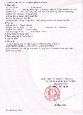 Bán tòa nhà Q3, MT Nam Kỳ Khởi Nghĩa, 1 hầm + 8 tầng, 11x18m đất, giá 215 tỷ