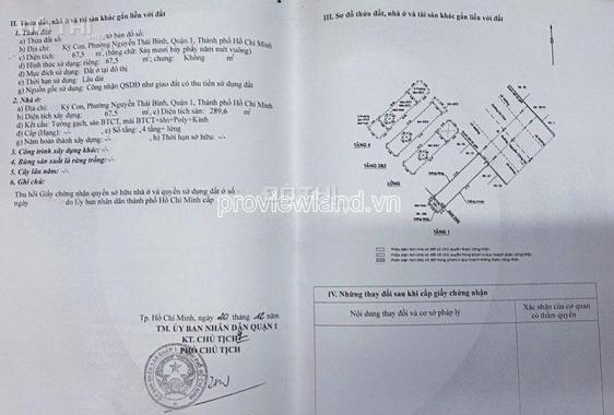 Bán căn nhà Quận 1, MT Ký Con, 3.8x17.6m đất, 1  trệt + 4 lầu, 36 tỷ
