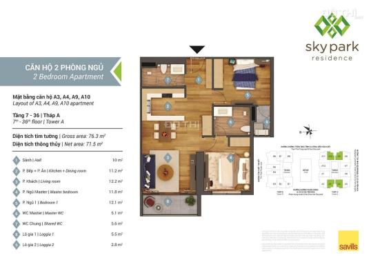(Mới) Chính chủ chuyển công tác bán CHCC 71m2 tại chung cư Sky Park Residence giá rẻ hơn thị trường