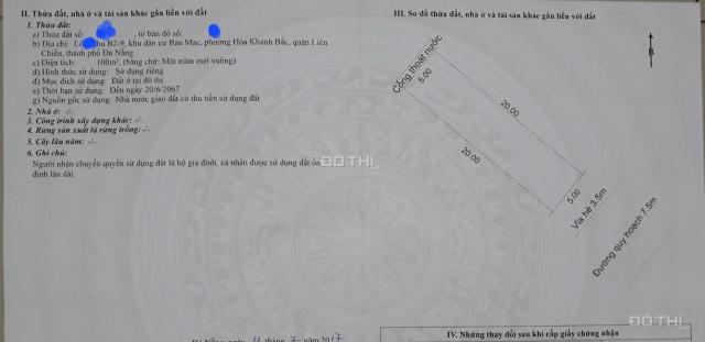 💥💥Bán đất mặt tiền đường 7m5 Bàu mạc 19,  Liên Chiểu. DT: 100 m2.