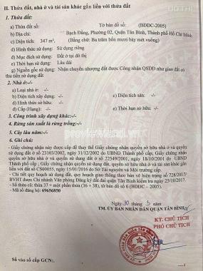 Toà nhà văn phòng Tân Bình, MT Bạch Đằng, 347m2 đất, 2 hầm + 10 tầng, 180 tỷ