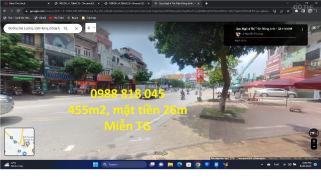 Chính chủ cần bán 450m2  đất thổ cư Việt Hùng, Đông Anh, Hà Nội, mặt tiền 26m, view Hồ
