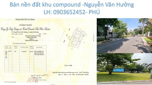 Bán đất nền tiện xây dựng mới HXH Nguyễn Văn Hưởng, Thảo Điền. Dt 434m2, giá 100 tỷ. Lh 0903652452