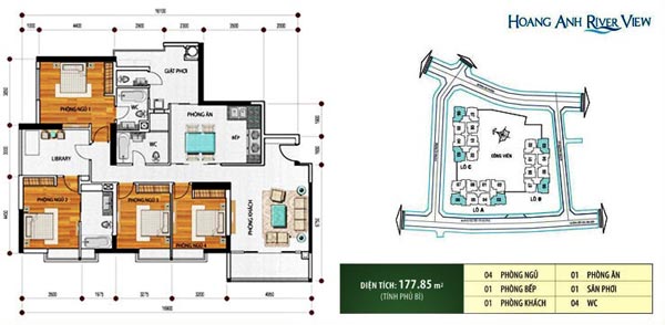 Cho thuê căn hộ Hoàng Anh Riverview, 178m2 diện tích, 4PN, view sông