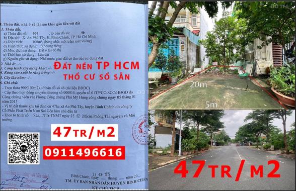 Bán gấp lô đất full thổ cư KDC An Phú Tây MT đường lớn 20m CC còn TL