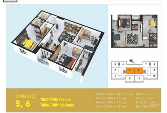 Cần tiền bán gấp căn hộ 3PN 2VS diện tích 104m2 ngay gần bệnh viện 103 và đại lộ Chu Văn An